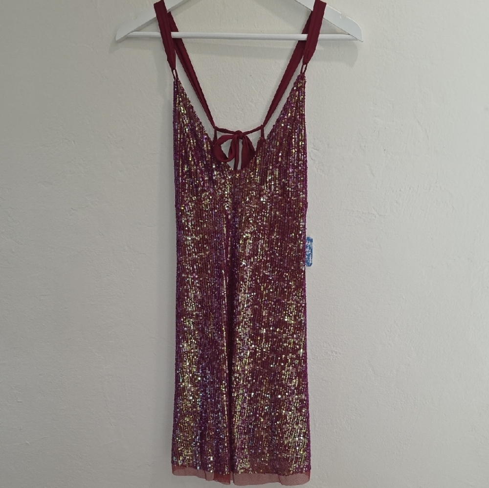 Free People Wine Sequin Dress
